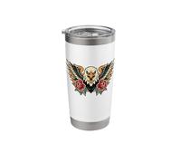 Bold Eagle with Roses Traditional Tattoo Style Stainless Steel Insulated Tumbler
