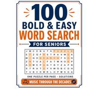 Bold & Easy Large Print Word Search for Senior: 100 Music Through the Decades Puzzles - One Puzzle Per Page with Solutions