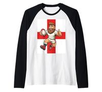 Bold England Rugby Leap Motif Raglan Baseball Tee