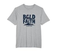 Bold Faith Strong Man: Inspiring Christian Strength T-Shirt, Men's Big and Tall, Heather Grey, 5X Tall