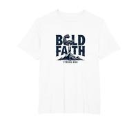 Bold Faith Strong Man: Inspiring Christian Strength T-Shirt, Men's Big and Tall, White, 6X Tall