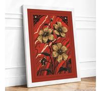 Bold Floral Rhythm Botanical Framed Wall Art Print A1 (84.1×59.4cm) White, Wall Decor for Living Room, Bedroom, Office & Home, Ready to Hang, Art Gift