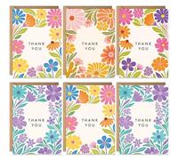 Bold Flower Print Thank You Cards with Envelopes, 20 Pack, Blank Greeting Sheets for Handwritten Message, Bulk Multipack Gift Set, Assorted Colourful Thank You Decor Notes, Eco-friendly