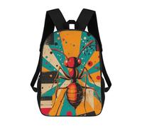 Bold Geometric Ant Print Unique Insect Art for Modern Homes Ant Illustration 3D Printed 17inch School Bag Children's School Backpack Travel Backpacks Casual Fashion Bag for Kids School Students