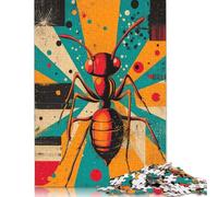 Bold Geometric Ant Print Unique Insect Art for Modern Homes Ant Illustration Puzzles 1000 Pieces Wooden Puzzles Puzzle for Adults Brain Teaser Puzzles For Adults 300pcs (40x28cm)