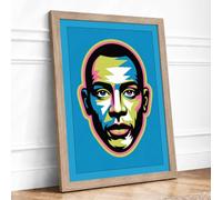 Bold Geometric Portrait Modern Framed Wall Art Print A4 Oak Frame