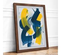 Bold Gesture Abstract Framed Wall Art Print A4 Walnut