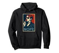 Bold girl in heart shades says nope in rebellious retro pose Pullover Hoodie