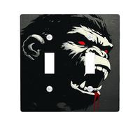 Bold Gorillas Light Switch Cover Plates/Outlet Covers, Striking Black and Red Design for Home Decor, Thermoplastic Wall Plates, Standard Size Double Toggle
