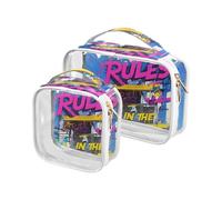 Bold Graffiti Street Art Wildstyle No Rules in The Gamravel Toiletry Bag TSA Approved Water-Resistant Makeup Brush Bag Shaving Essentials