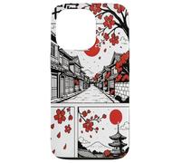 Bold Japanese Street Scene with Sakura and Mt. Fuji Design Case for iPhone 13 Pro