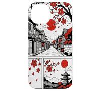 Bold Japanese Street Scene with Sakura and Mt. Fuji Design Case for iPhone 14