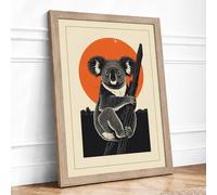 Bold Koala Geometric Framed Wall Art Print A3 Oak Frame