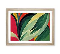 Bold Leaf Abstract H1022 Framed Print for Living Room Bedroom Home Office Décor, Wall Art Picture Ready to Hang, Oak A4 Frame (34 x 25 cm)