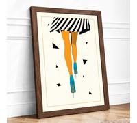 Bold Legs, Bright Heels Modern Framed Wall Art Print A4 (29.7×21cm) Walnut, Wall Decor for Living Room, Bedroom, Office & Home, Ready to Hang, Art Gift