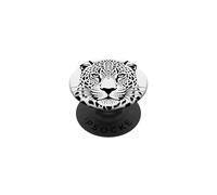 Bold Leopard Face Black White Big Cat Wildlife Art PopSockets Adhesive PopGrip
