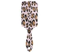 Bold Leopard Spots Black Tan Soft Pink Hair Comb Massager, Anti Static Hair Brush, Healthy Hair Brush Women, Long Handle Air Cushion Brush