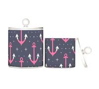 Bold Lines Ocean Magenta Dark Clear Plastic Candy Organizer Storage with lid Bathroom Essentials Decorative small storage bins for Cotton Swabs,Cotton Pads,Floss Picks,Paper Clips,s 2 Pack