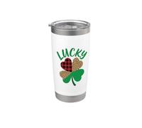 Bold Lucky Shamrock Plaid Leopard Print Distressed Style Stainless Steel Insulated Tumbler