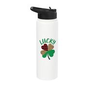 Bold Lucky Shamrock Plaid Leopard Print Distressed Style Stainless Steel Insulated Water Bottle