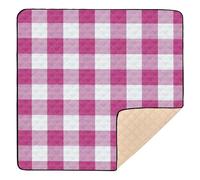 Bold Magenta and White Gingham Pattern Large Stylish Baby Play Mat for Indoor Outdoor Portable Kicking Mat for Babies Infants Toddlers, 50'' x 50''