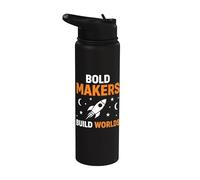 Bold Makers Build Worlds Rocket Stainless Steel Insulated Water Bottle