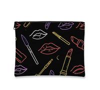 Bold Makeup Bag, Artistic Lips Pattern Cosmetic Travel Pouch for Women, Portable Small Canvas Zipper Organizer, Everyday Gift Toiletry Bag, Black, 7x9 Inch, Cosmetic
