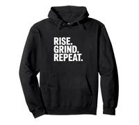 Bold Minimalist Typography, Rise. Grind. Repeat. Pullover Hoodie