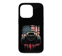 Bold Monster Truck with American and British Flags Case for iPhone 13 Pro
