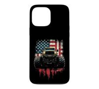 Bold Monster Truck with American and British Flags Case for iPhone 13 Pro Max