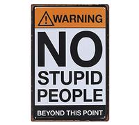 Bold Multicolor "NO STUPID PEOPLE" Metal Sign - 30cm x 20cm (1 Pc.) - Humorous Warning, High-Quality, & Unique Wall Art - Perfect Gift for Fun-loving Folks