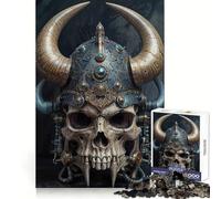 Bold Nordic Warrior Skull Jigsaw Puzzles 1000 Pieces for Adults Smart Challenge Peaceful Escape Fine Lock Ideal Present (50X75CM)