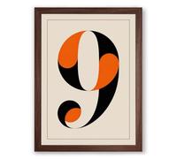 Bold Number Nine Geometric Framed Wall Art Print A2 (59.4×42cm) Walnut, Wall Decor for Living Room, Bedroom, Office & Home, Ready to Hang, Art Gift