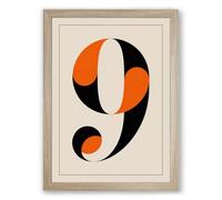 Bold Number Nine Geometric Framed Wall Art Print A3 (42×29.7cm) Oak, Wall Decor for Living Room, Bedroom, Office & Home, Ready to Hang, Art Gift