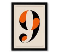 Bold Number Nine Geometric Framed Wall Art Print A4 (29.7×21cm) Black, Wall Decor for Living Room, Bedroom, Office & Home, Ready to Hang, Art Gift