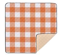 Bold Orange and White Gingham Pattern Soft Thick Baby Play Mat for Indoor Outdoor Washable Baby Kick Crawling Mat for Baby Toddler Infant, 50'' x 50''