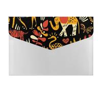 Bold Orange Animal Scene Multi-Pocket File Organizer, Expanding Accordion Folder for Portable Document Storage