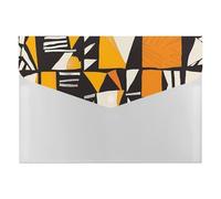 Bold Orange Beige Geo Grid Multi-Pocket File Organizer, Expanding Accordion Folder for Portable Document Storage