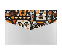 Bold Orange Black Face Grid Multi-Pocket File Organizer, Expanding Accordion Folder for Portable Document Storage