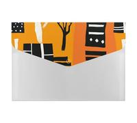 Bold Orange Black Tree Grid Multi-Pocket File Organizer, Expanding Accordion Folder for Portable Document Storage