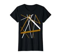 Bold Orange-Brown Diagonal Lines White Accents Value Graphic T-Shirt, Women, Black, XS
