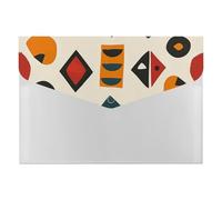 Bold Orange Geo Pattern Multi-Pocket File Organizer, Expanding Accordion Folder for Portable Document Storage