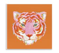 Bold Orange Tiger Animal Print, 12 x 12 Inch Mounted Print on Wall Plaque