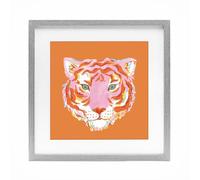 Bold Orange Tiger Bohemian, 16 x 16 Inch Framed Print Under Glass