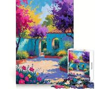 Bold Patio Courtyard Bloom Adult Jigsaw1000 Pieces Memory Power Peaceful Recreation Seamless Fit Perfect Present (38X26CM)
