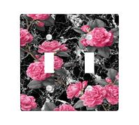 Bold Peach Floral Light Switch Cover Plates/Outlet Covers, Elegant Peony Design for Home Decor, Thermoplastic Wall Plates, Standard Size Double Toggle