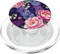 Bold Peony and Delphinium Flower Print in Pink and Blue PopSockets PopGrip for MagSafe