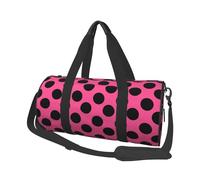 Bold Pink Dot Print Travel Duffle Bag, Sports Gym Bags for Women Men, Carry On Weekender Overnight Personal Item Travel Bags