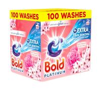 Bold Platinum Pods 100 Washes Laundry Detergent, Cherry Blossom & Rose Water Scent, Extra Stain Removal Even In Cold Wash