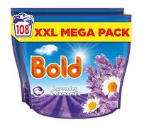 Bold PODS® Washing Liquid Laundry Detergent Capsules 108 Washes (54x2), Lavender & Camomile, Outdoor Freshness That Lasts, With Built-In Lenor Softener